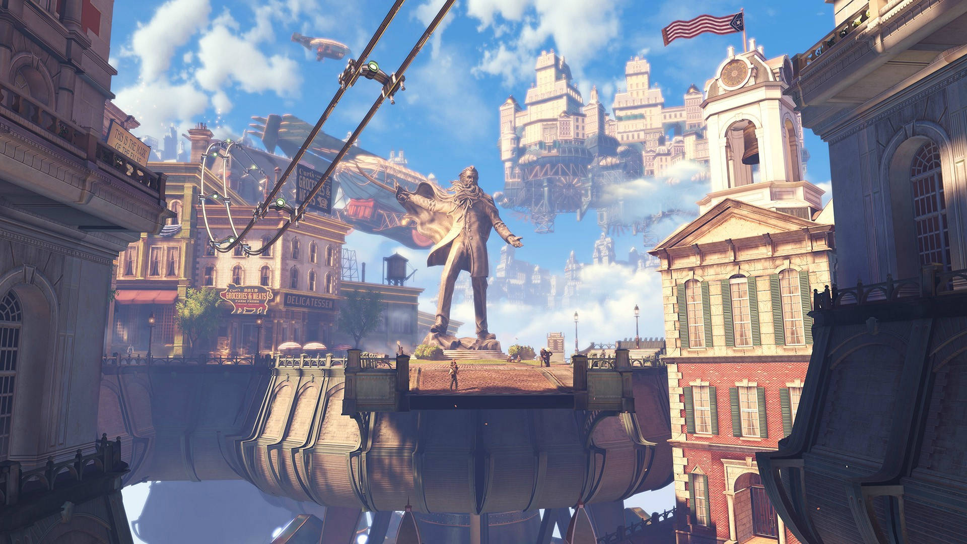BioShock Infinite, floating city, steampunk cityscape, Full HD Desktop Wallpaper