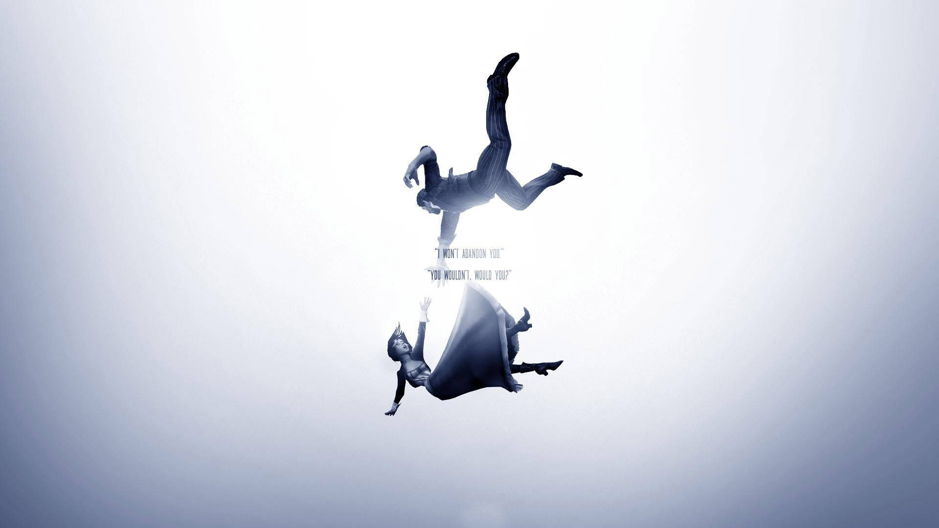 Bioshock Infinite, skyline, floating text, Full HD Desktop Wallpaper