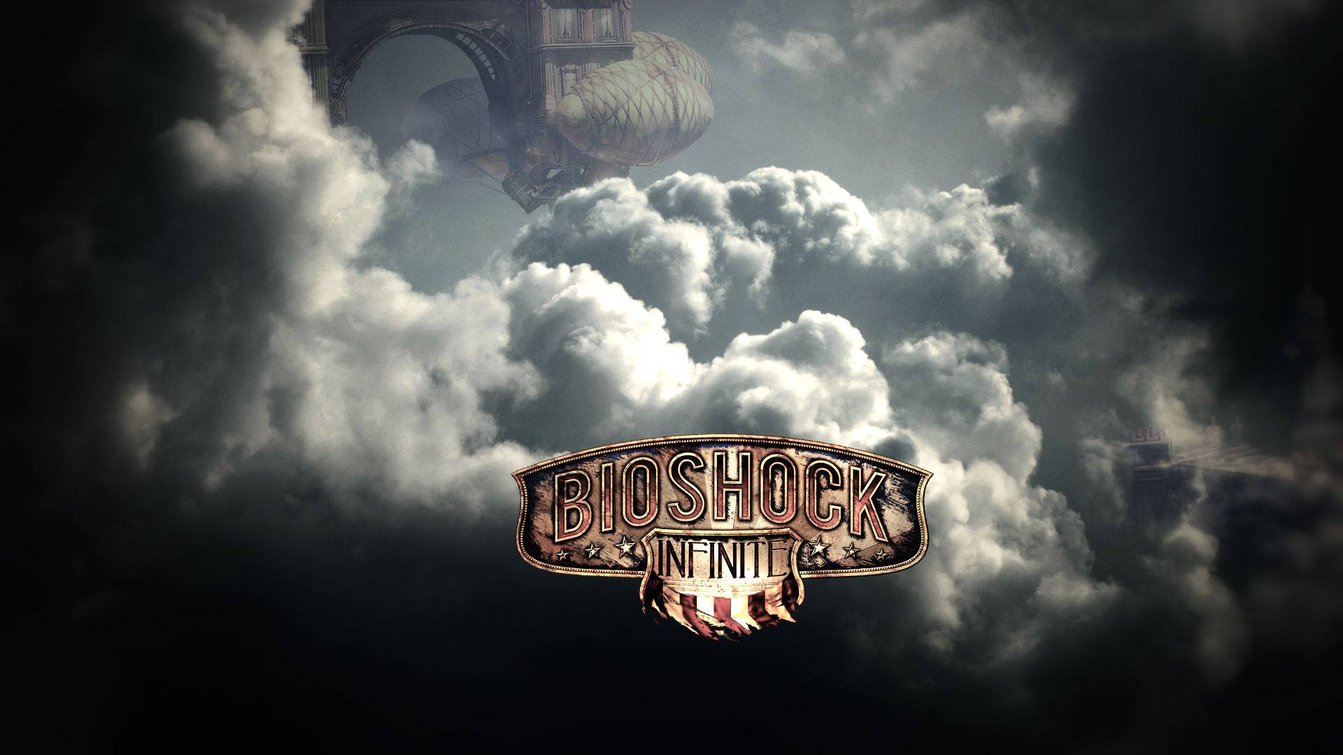 Bioshock Infinite, steampunk airship, stormy clouds, Full HD Desktop Wallpaper