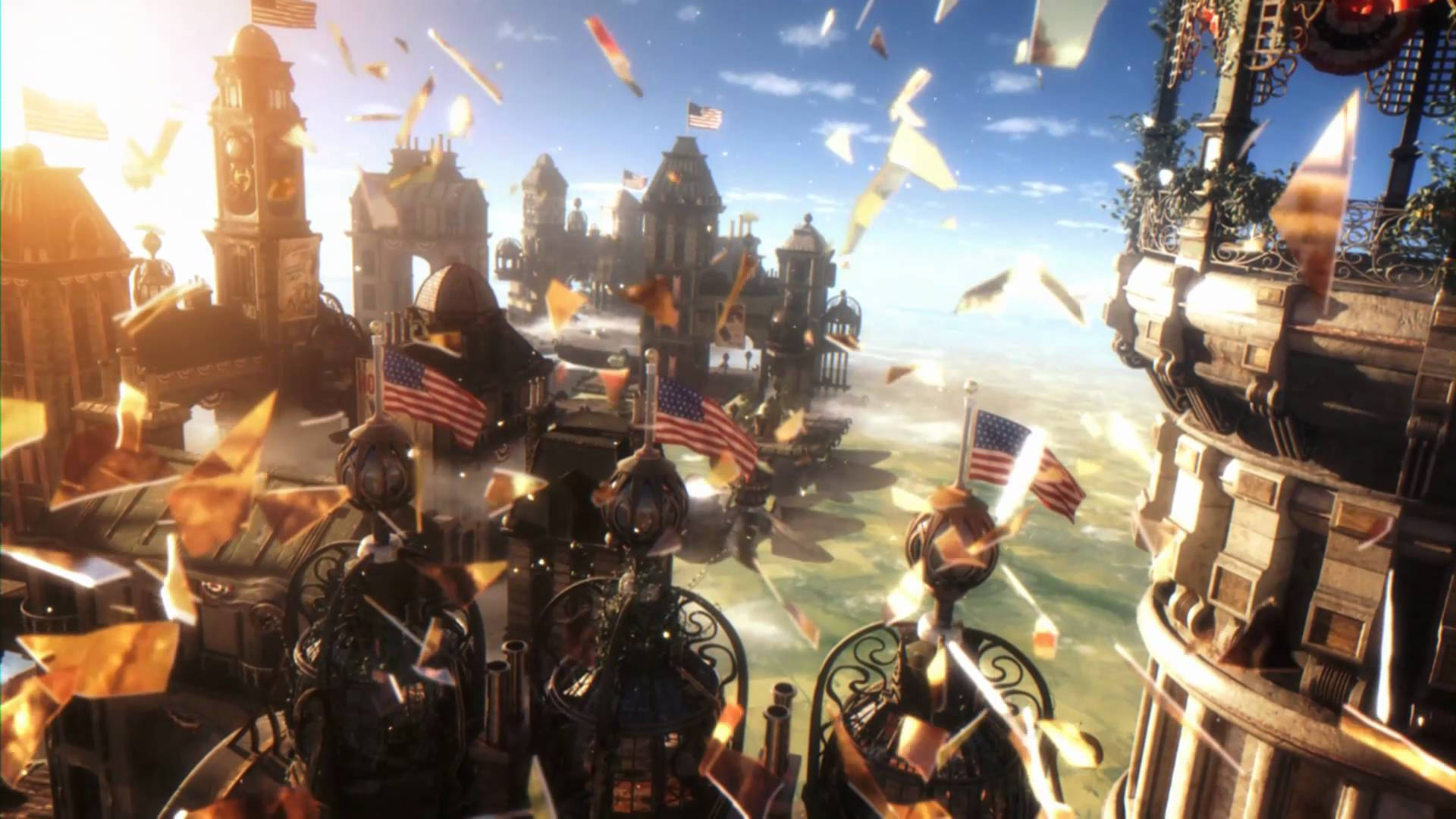 Bioshock Infinite, steampunk cityscape, ornate buildings, Full HD Desktop Wallpaper