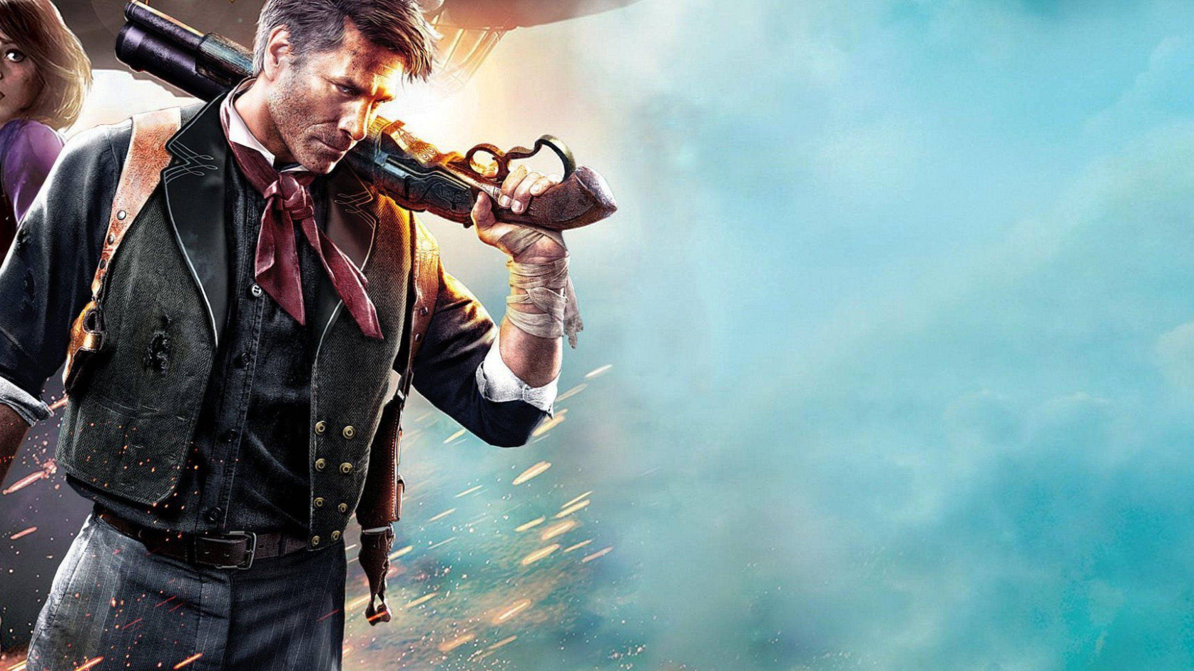 Bioshock Infinite, cowboy, shotgun, 4K Desktop Wallpaper