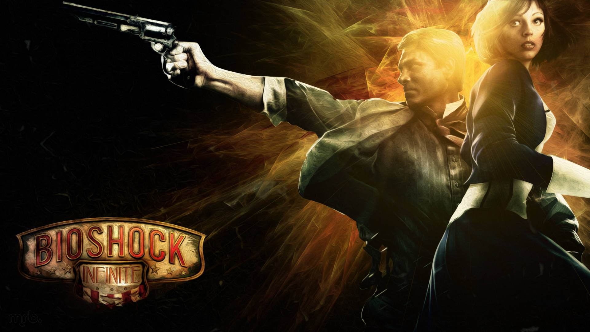 Bioshock Infinite, Bioshock Infinite logo, man in vintage attire, Full HD Desktop Wallpaper