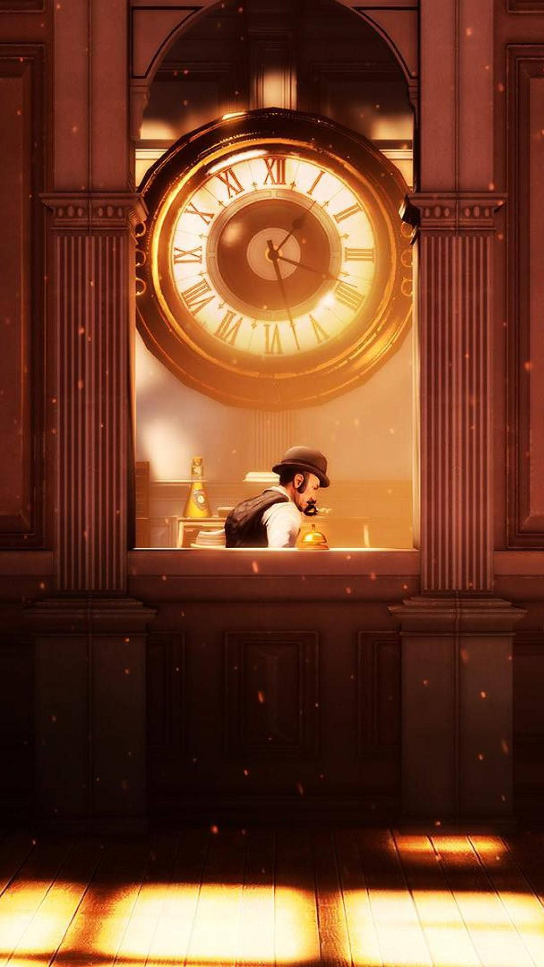 Bioshock Infinite, iPhone, golden clock, Full HD Phone Wallpaper