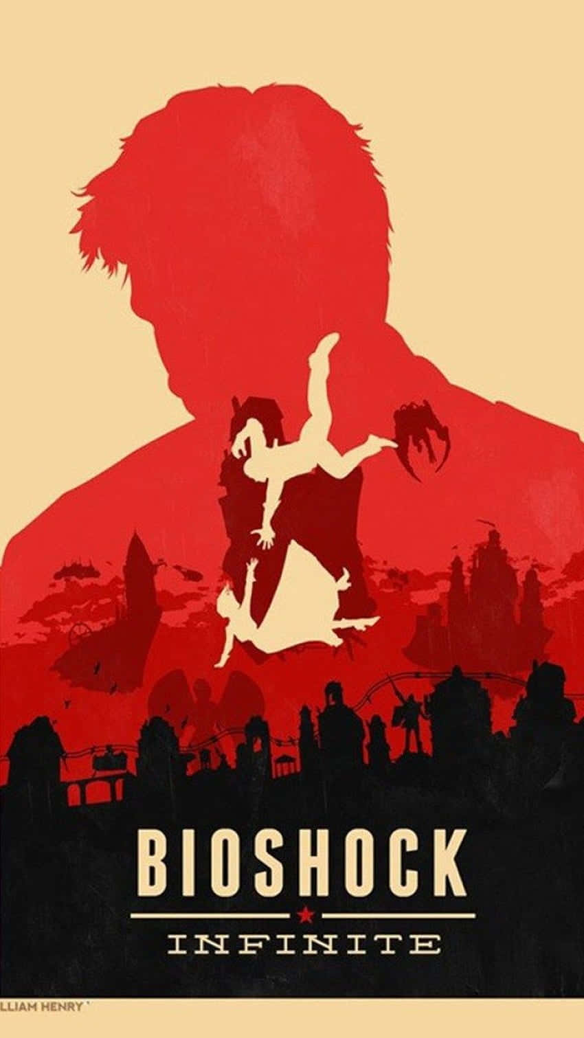 Bioshock Infinite, iPhone, red silhouette, HD Phone Wallpaper