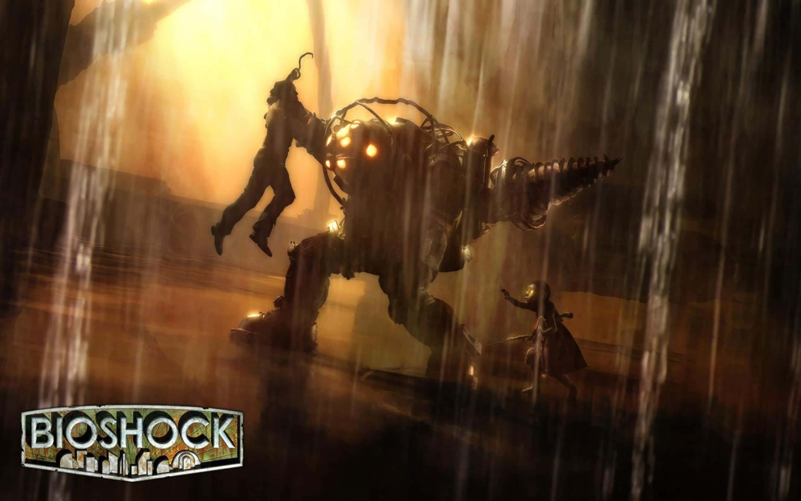 Bioshock Infinite, mechanical spider, dystopian cityscape, 2K Desktop Wallpaper