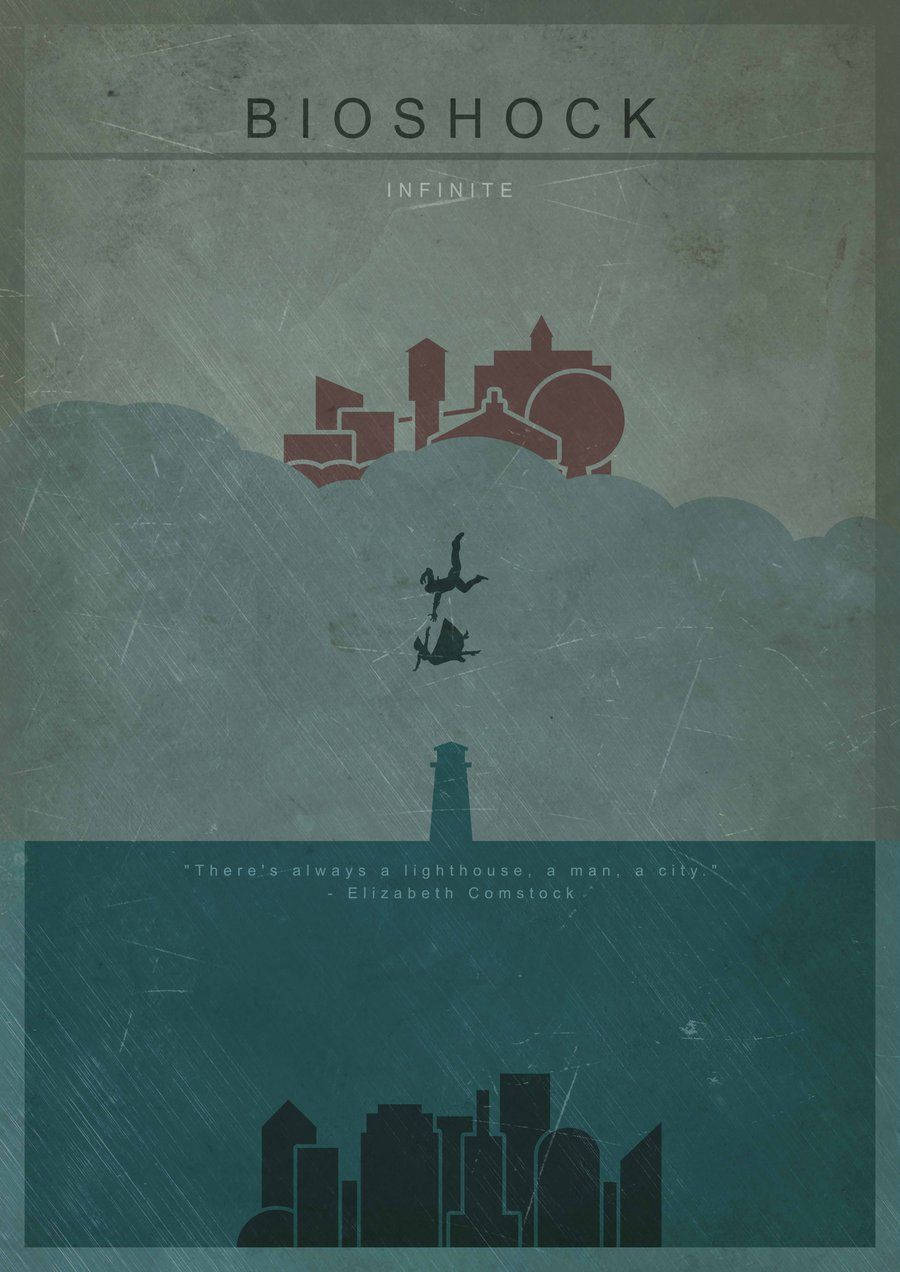 Bioshock Infinite, minimalist, falling figure, SD Phone Wallpaper
