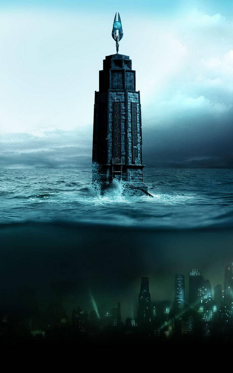 Bioshock, phone lighthouse, glowing alien symbol, HD Phone Wallpaper