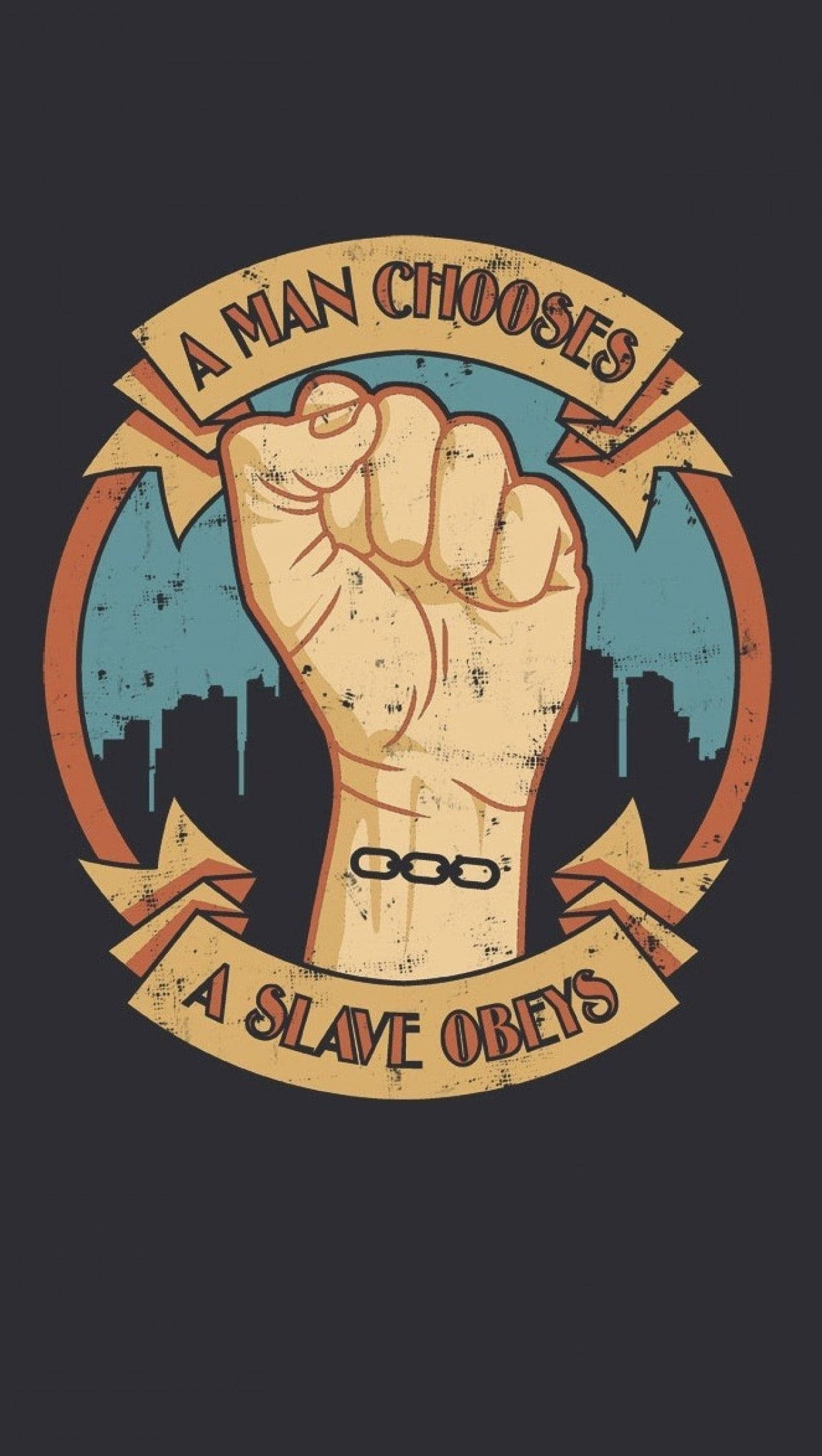 Bioshock, A Man Chooses A Slave Obeys, vintage graphic style, Full HD Phone Wallpaper