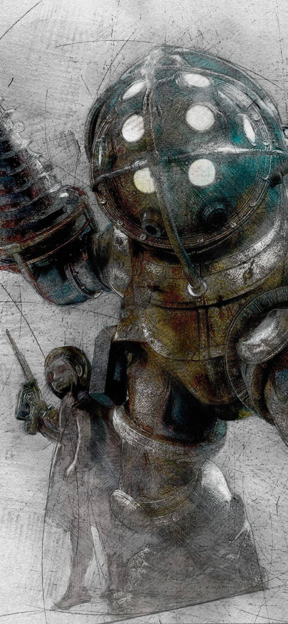Bioshock, diving helmet, glowing eyes, Full HD Phone Wallpaper