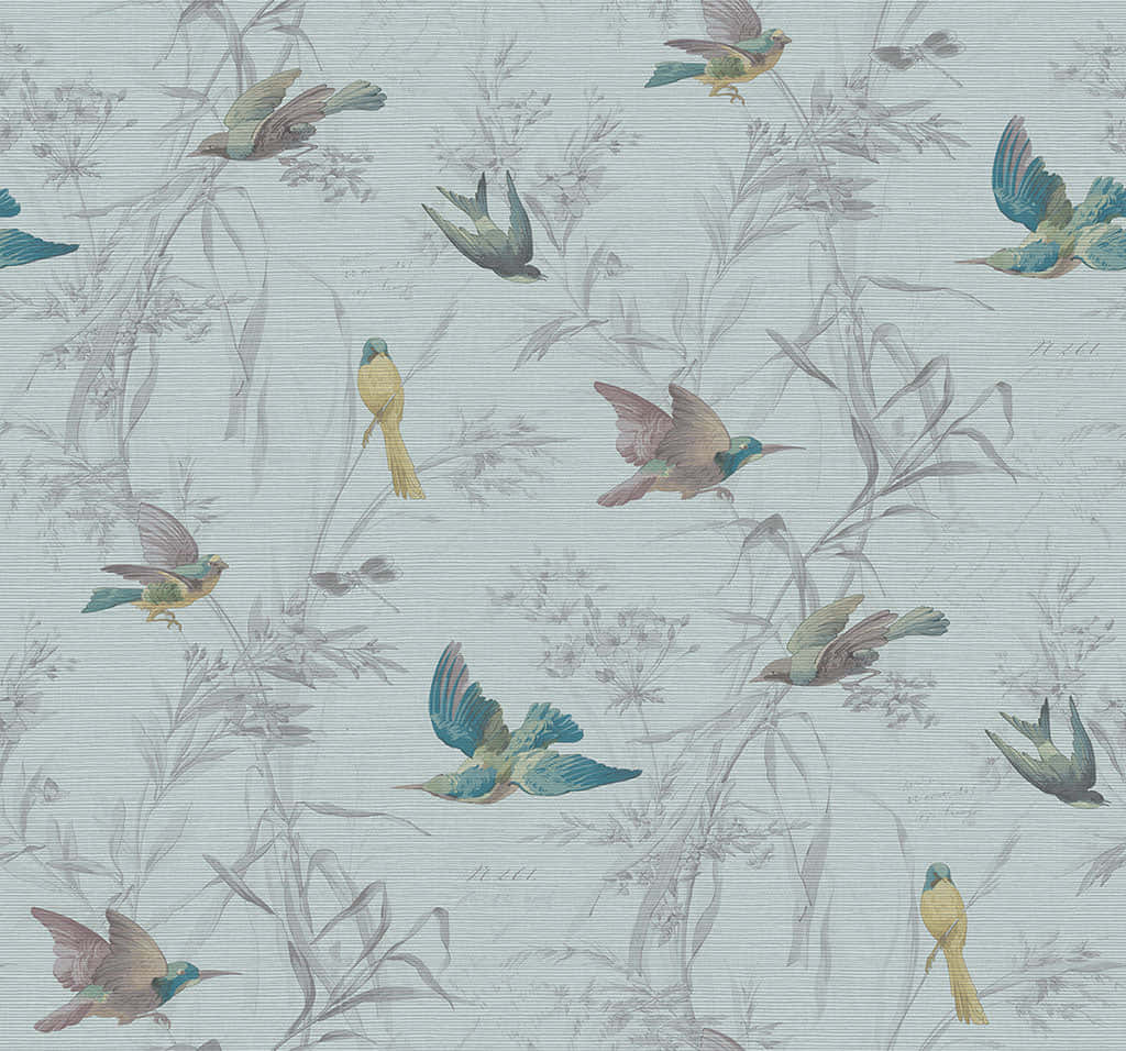 vintage bird pattern, colorful birds in flight, grey botanical sketches, SD Desktop Wallpaper