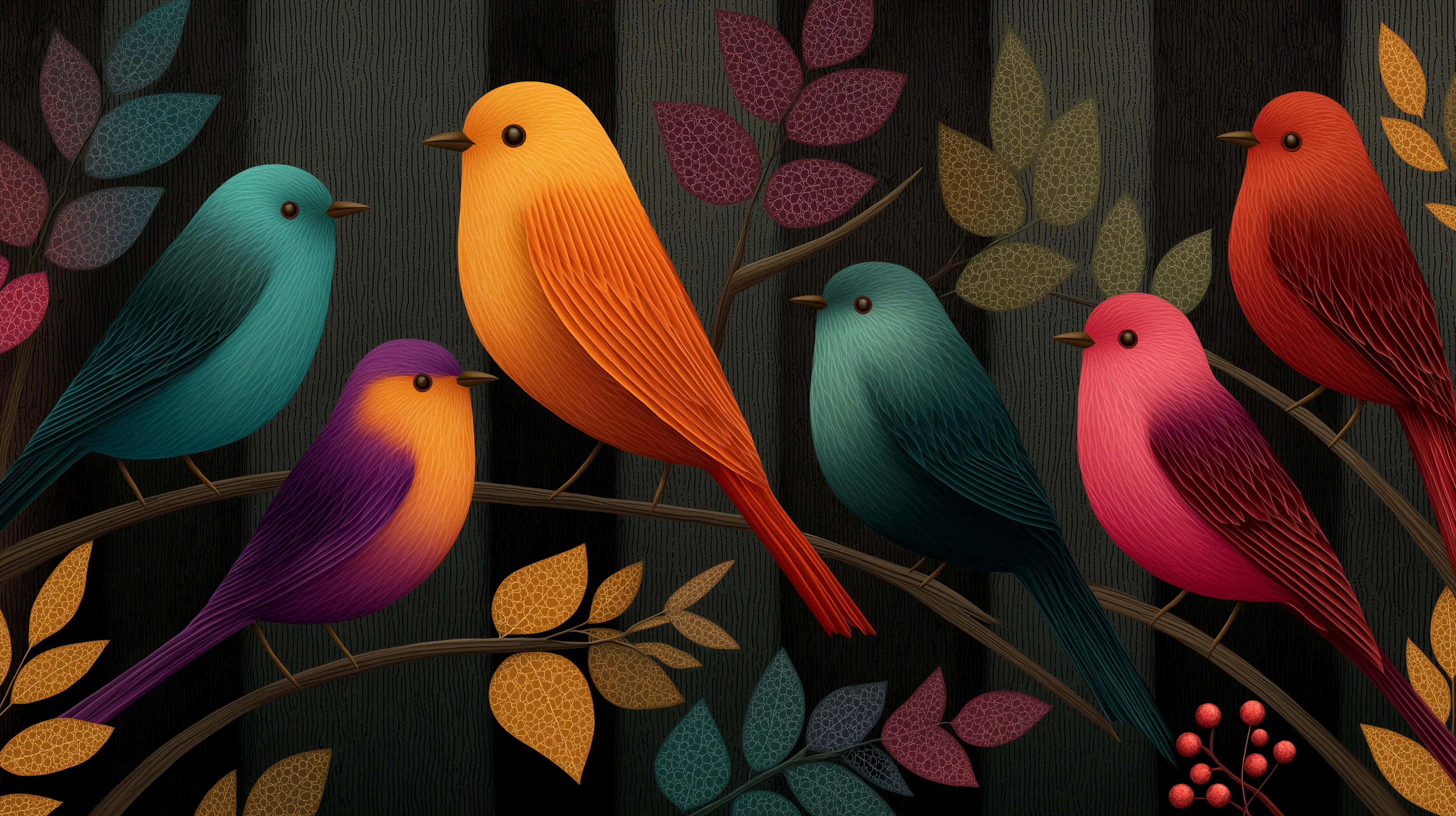 orange, teal, purple, 2K Desktop Wallpaper
