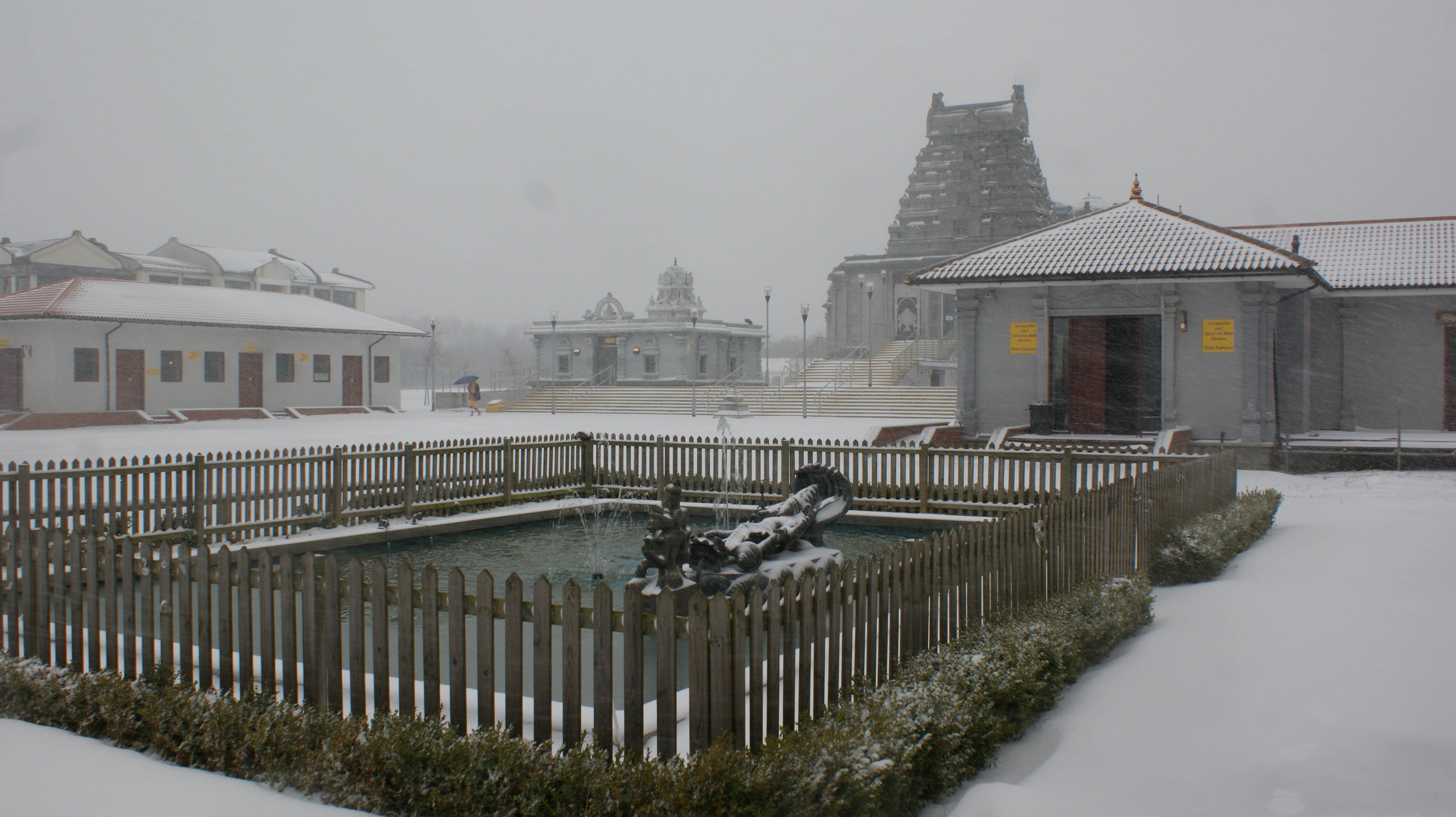 Snowy Village, Birmingham, wooden fence, 4K Desktop Wallpaper