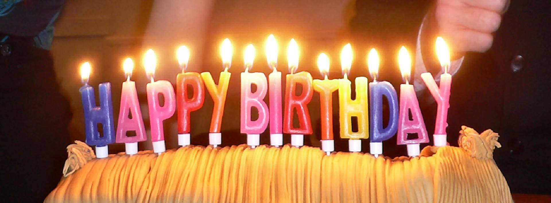 HAPPY BIRTHDAY, colorful lit candles, birthday cake, Full HD Desktop Wallpaper