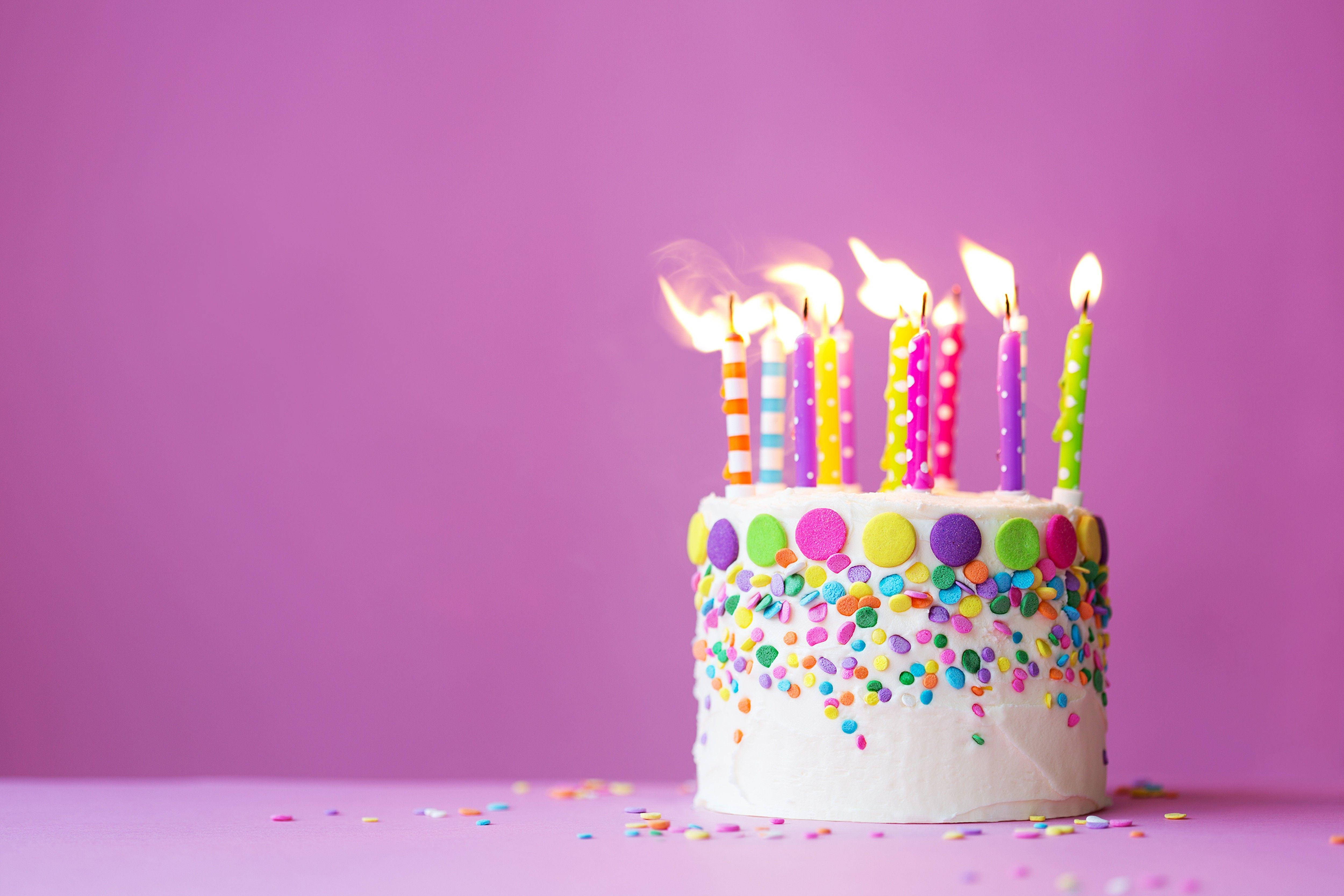 Birthday Cake Candles, colorful candles, sprinkles, 4K Desktop Wallpaper