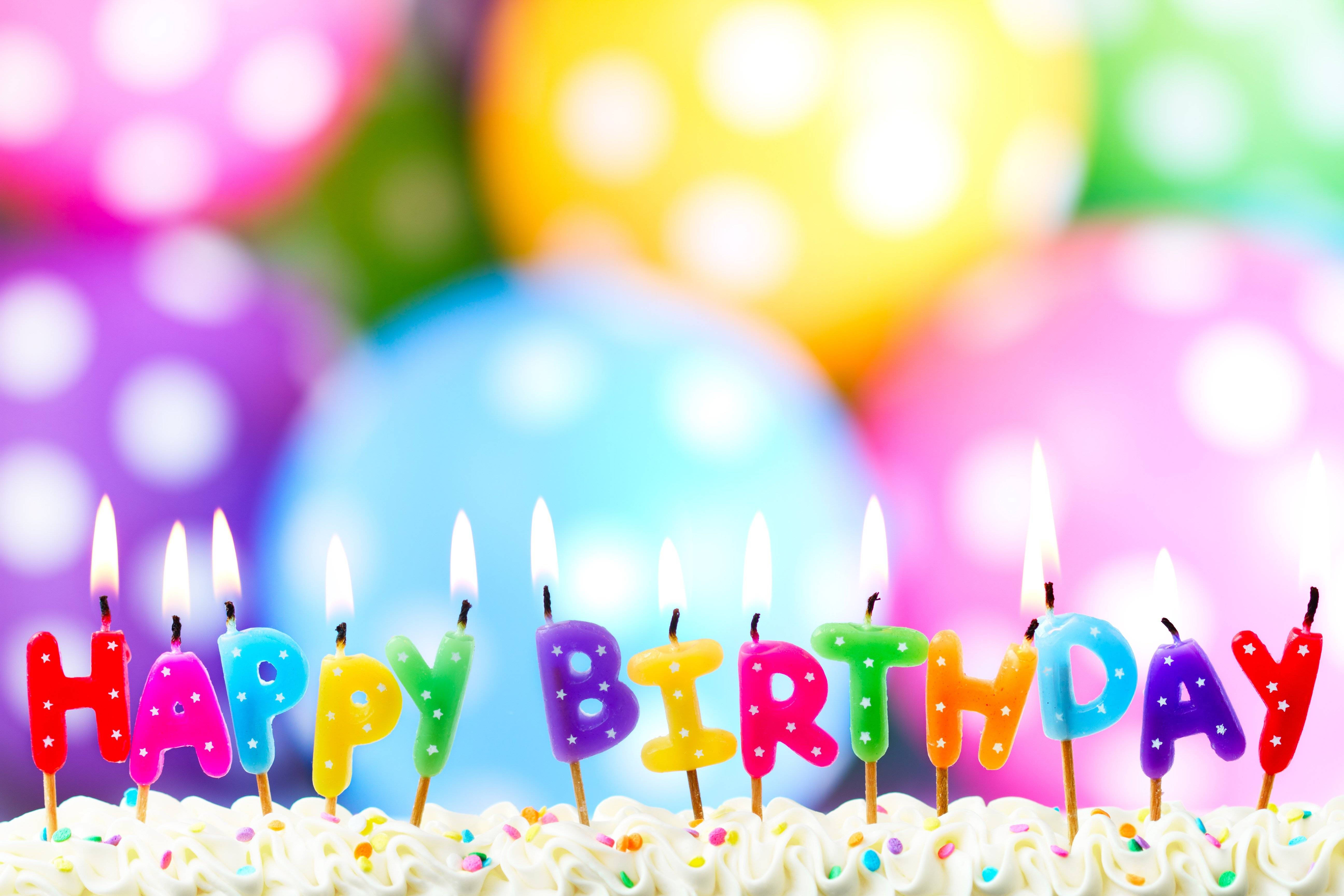 HAPPY BIRTHDAY, frosted cake, sprinkles, 5K Desktop Wallpaper