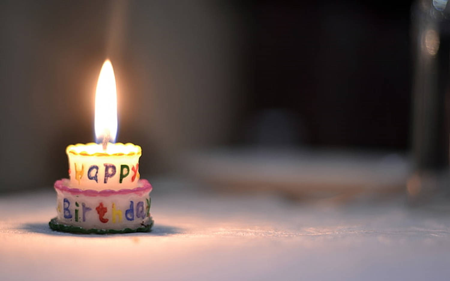 birthday cake candles, two-tiered birthday cake, lit candles, HD Desktop Wallpaper