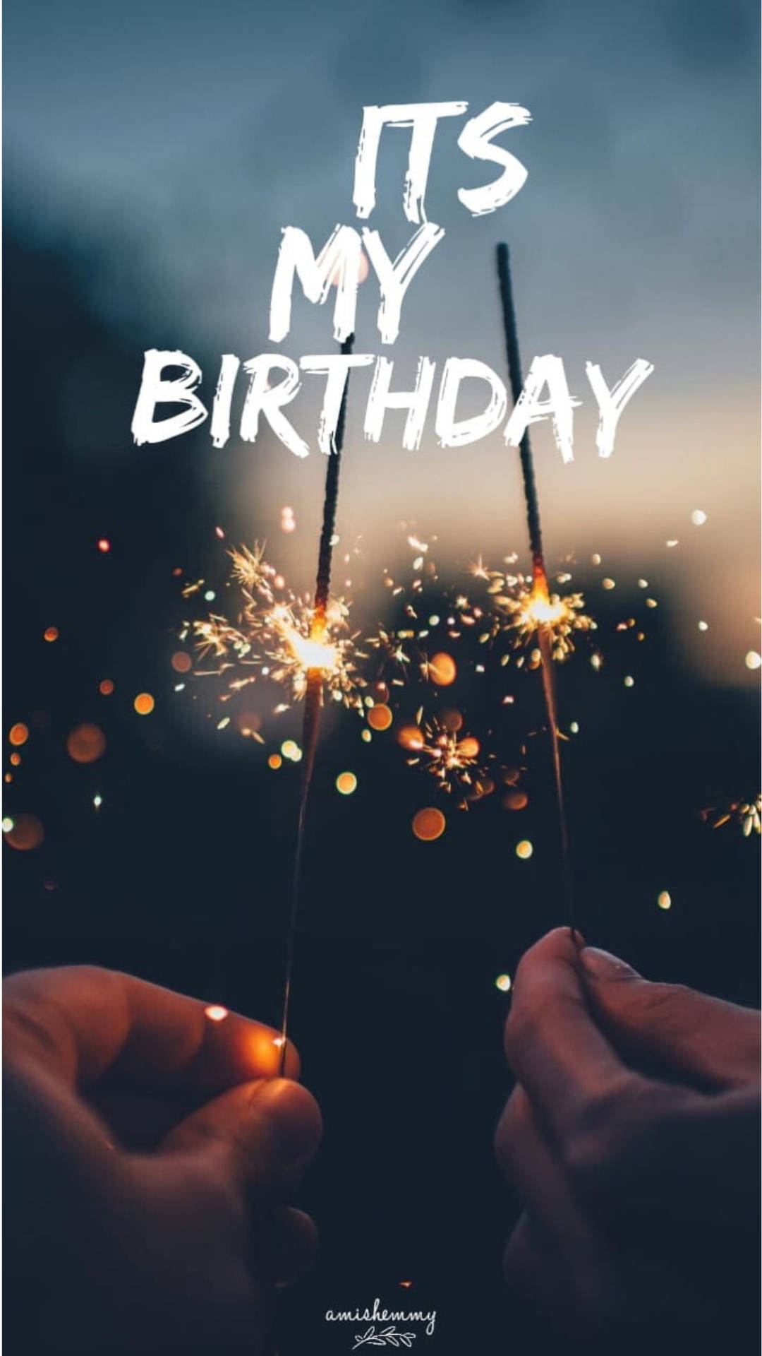 sparklers, twilight sky, white text, Full HD Phone Wallpaper