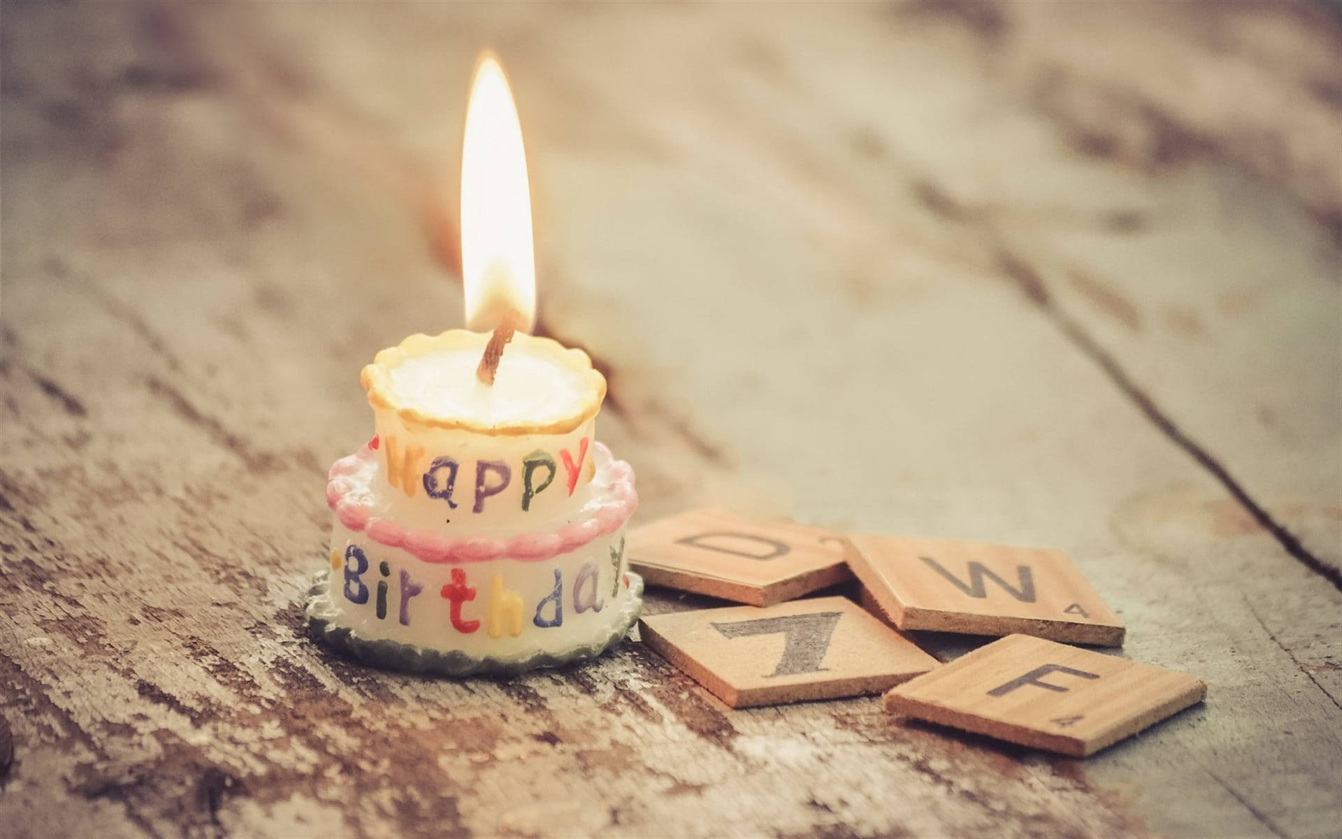 Happy Birthday, rustic wooden table, Scrabble tiles, Full HD Desktop Wallpaper