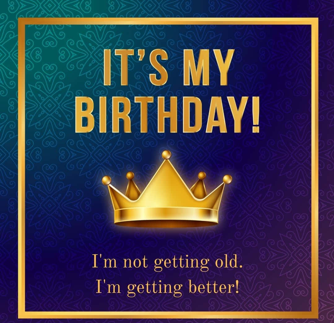 Elegant Blue and Gold, golden crown, celebratory text, SD Desktop Wallpaper