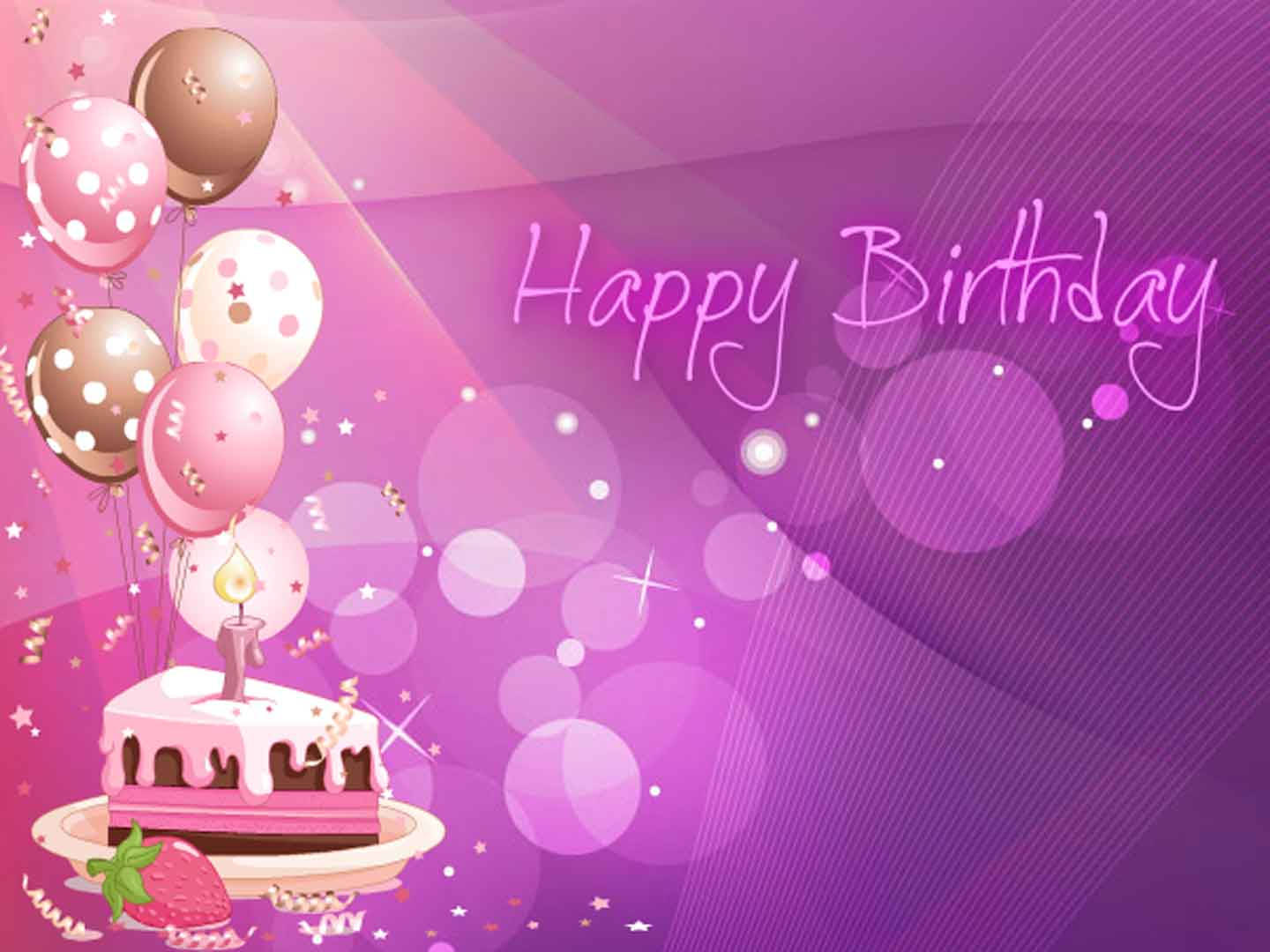 Pink Violet Cake, one candle, balloons, HD Desktop Wallpaper
