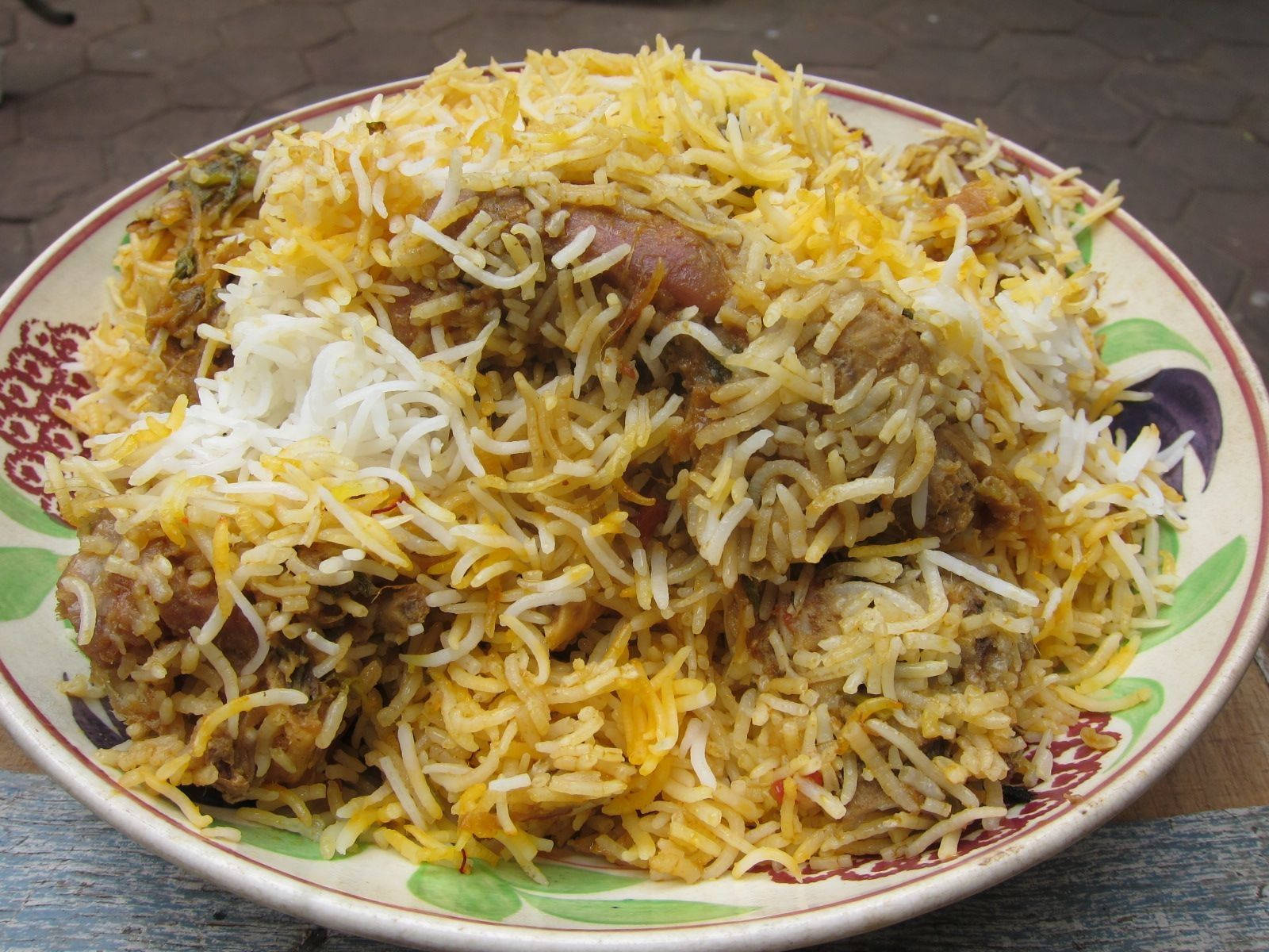 golden-yellow biryani rice, tender meat chunks, herbs, HD Desktop Wallpaper