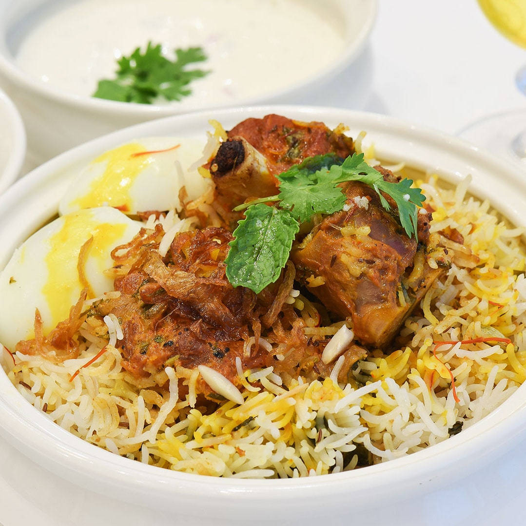 biryani, steaming bowl, tender meat, SD Desktop Wallpaper