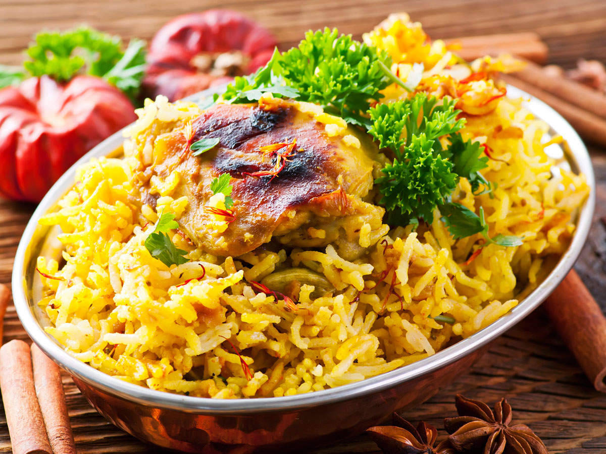 chicken biryani, aromatic yellow rice, saffron, SD Desktop Wallpaper