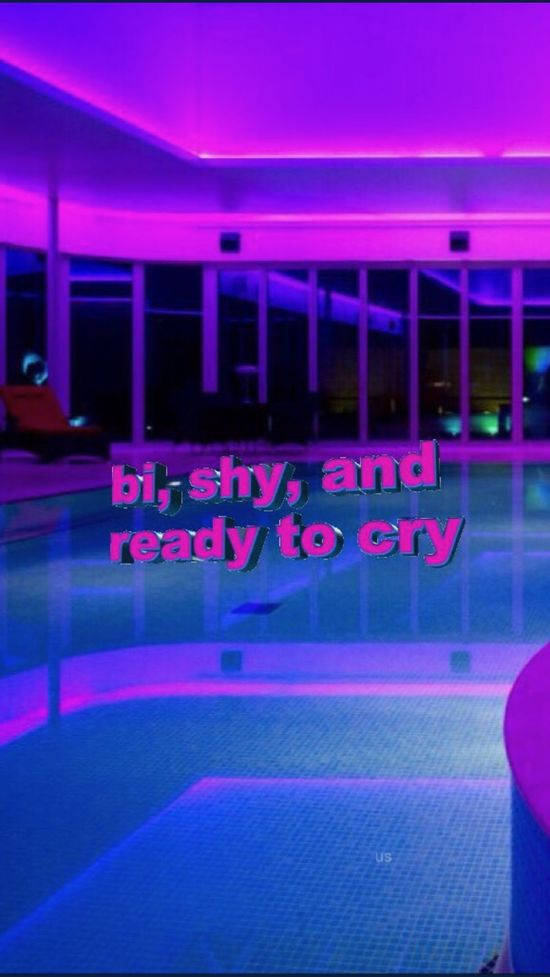 glowing indoor pool, vibrant purple and blue neon lights, text overlay, SD Phone Wallpaper