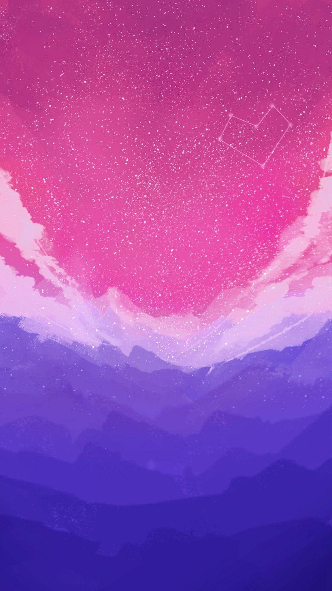 Bisexual Aesthetic, pink sky, heart constellation, Full HD Phone Wallpaper