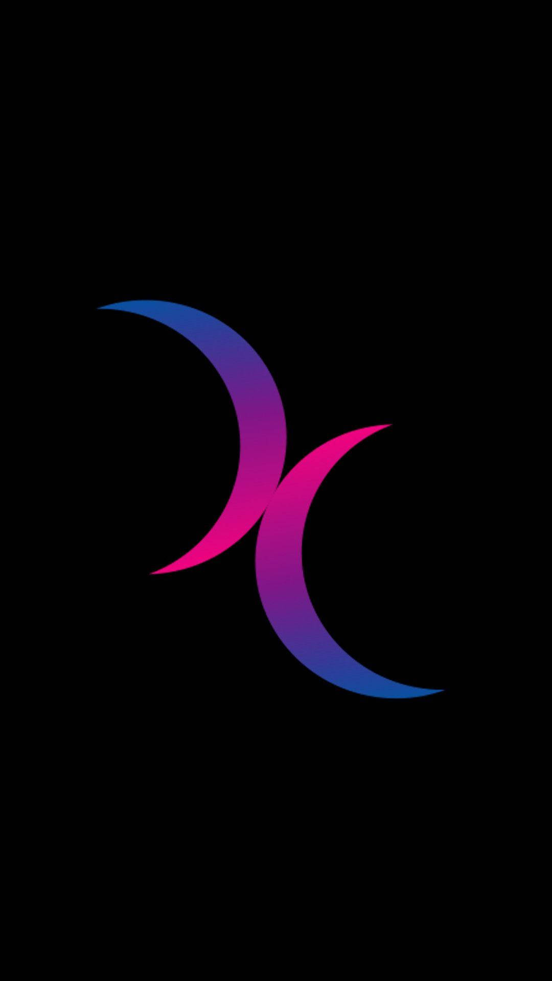 Moon Bisexual Flag, crescent moons, gradient blue, Full HD Phone Wallpaper