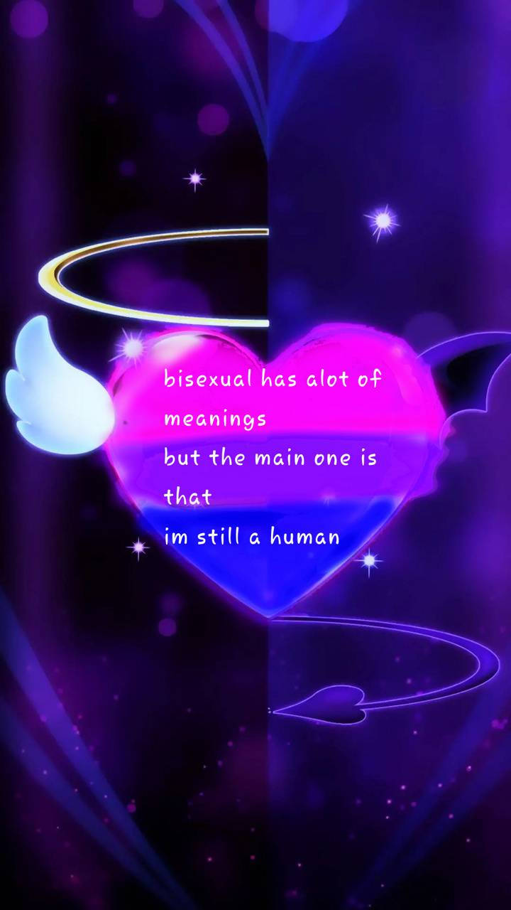 bisexual flag, angel heart, purple cosmic background, HD Phone Wallpaper