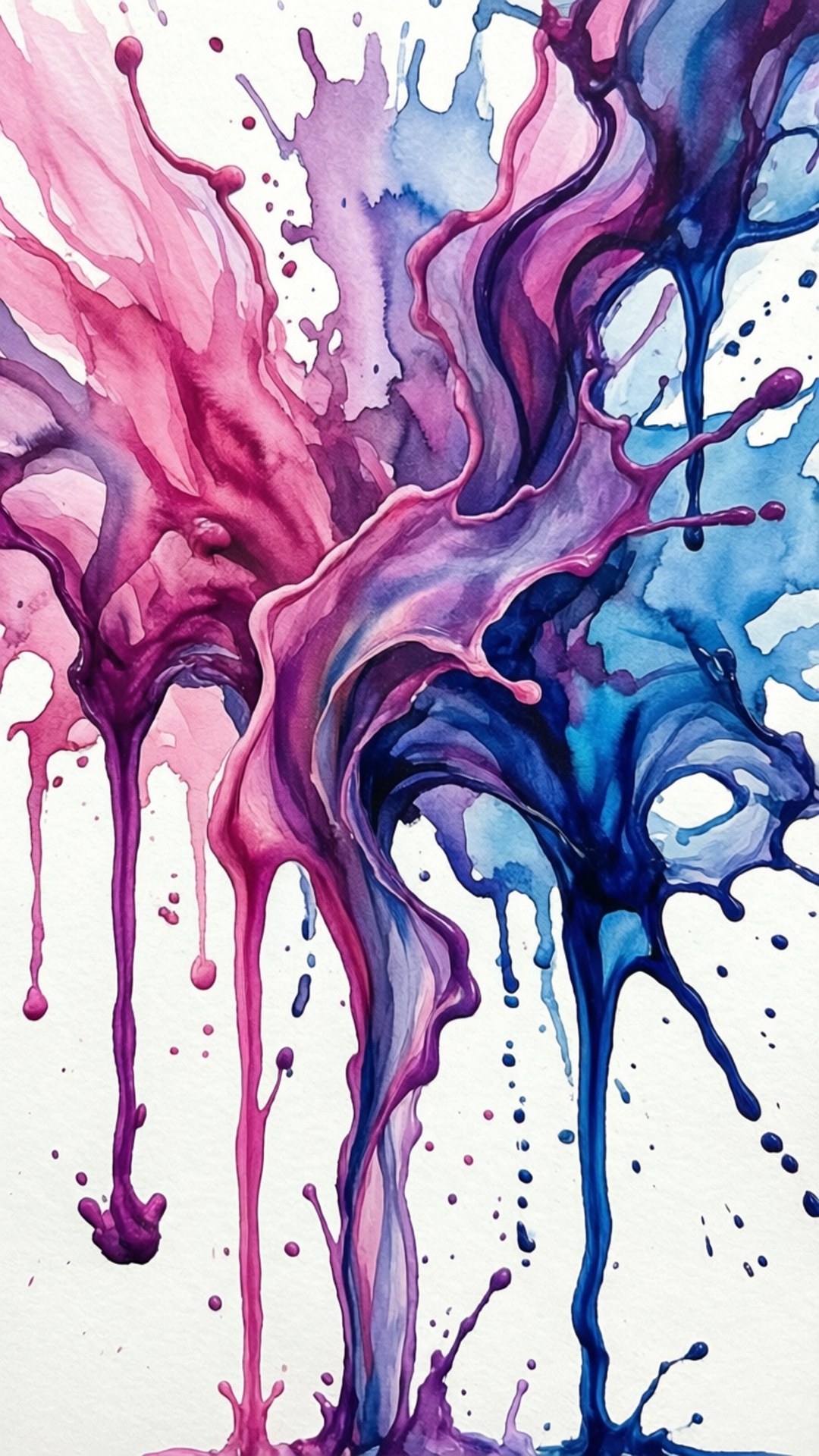 watercolor, pink, blue, Full HD Phone Wallpaper