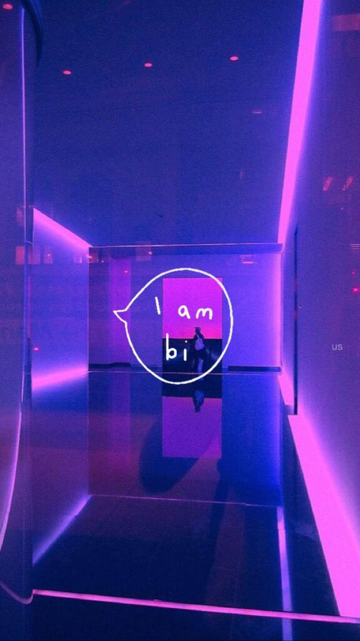 neon purple, neon blue, futuristic hallway, Full HD Phone Wallpaper
