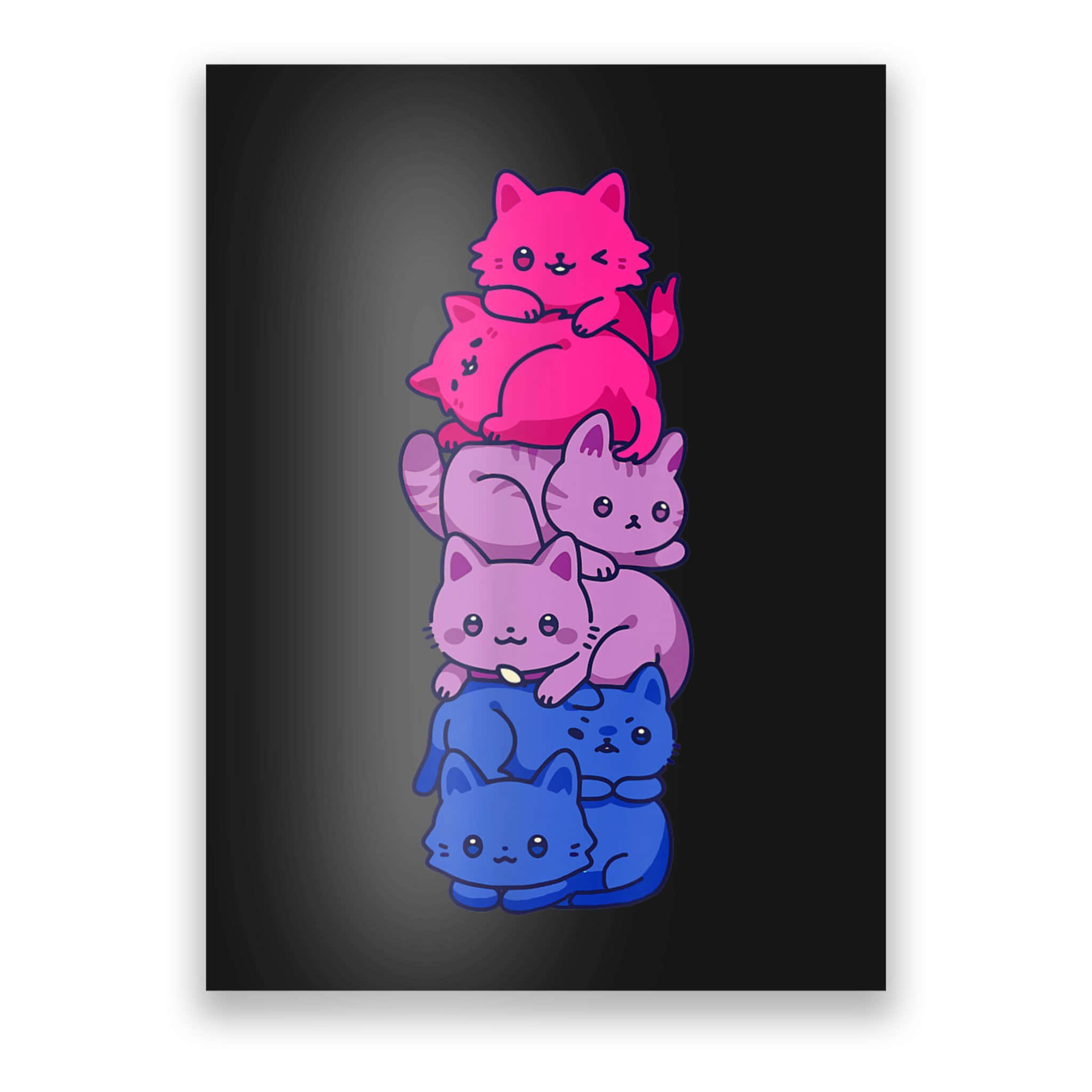 Bisexual Cats Tower, kawaii cats, pink, Full HD Desktop Wallpaper