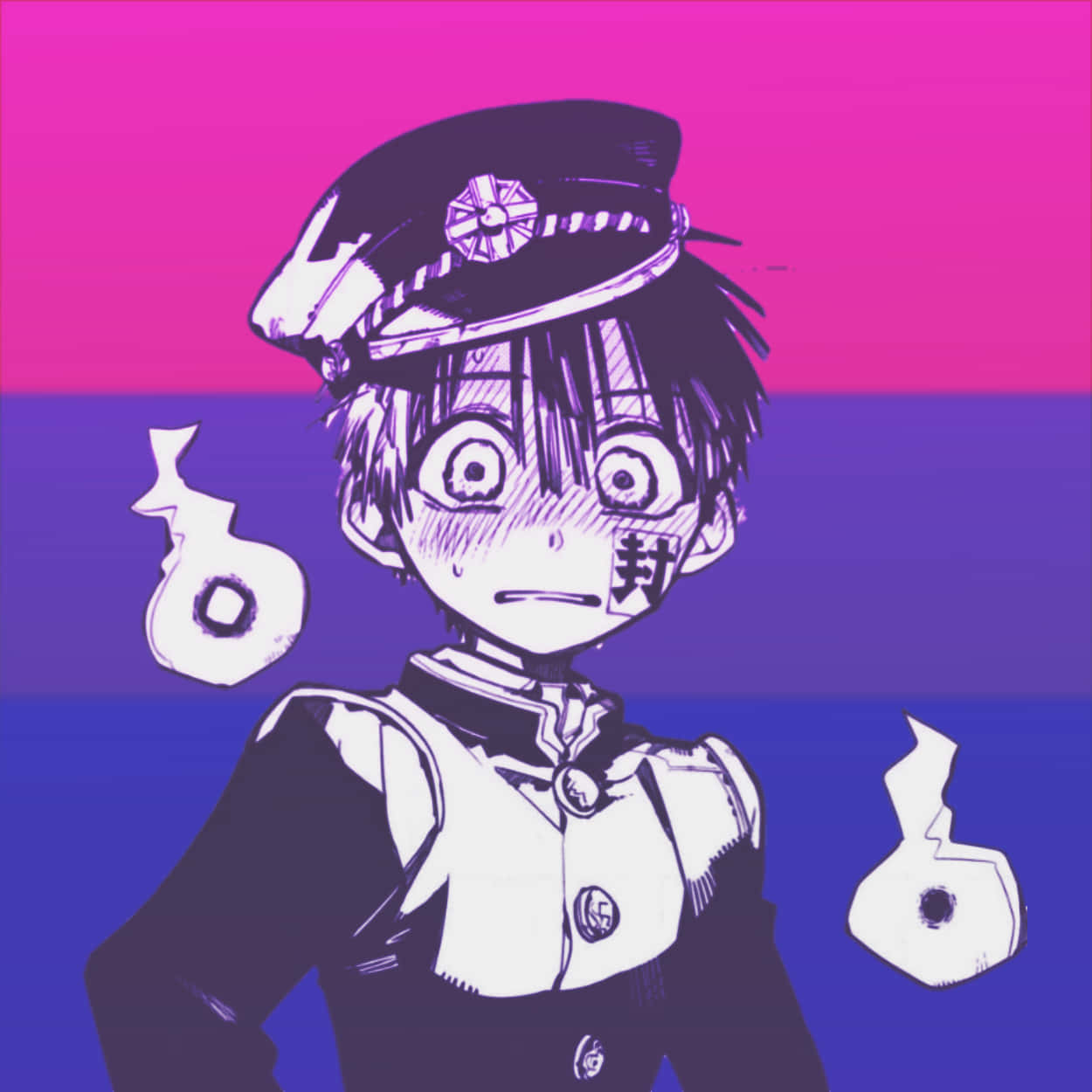 anime boy, police uniform, gagged mouth, SD Desktop Wallpaper