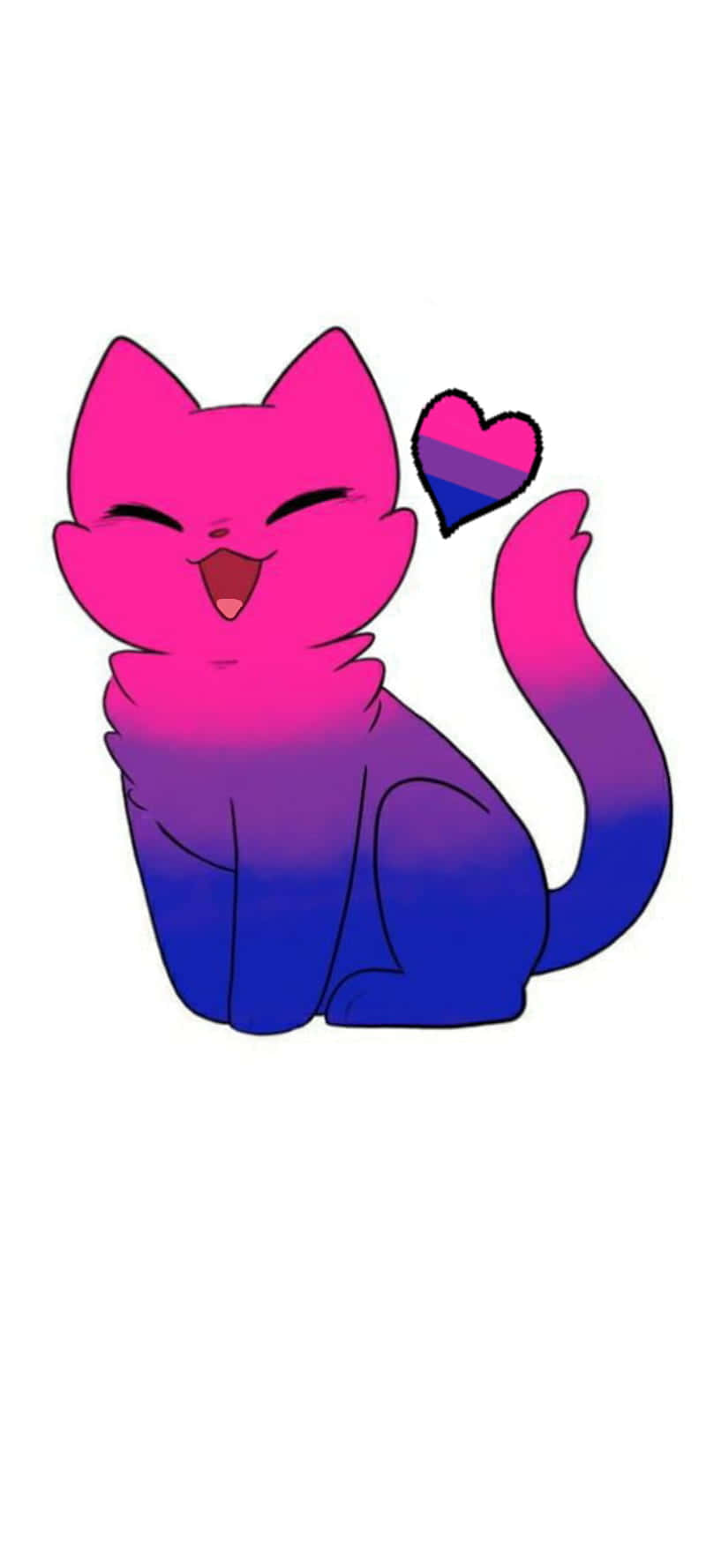 bisexual pride cat, pink to blue gradient body, bisexual pride heart, HD Phone Wallpaper