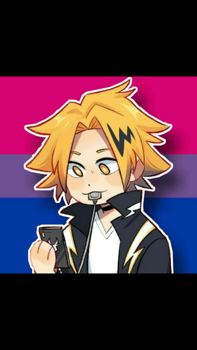 bisexual flag, anime boy, spiky blonde hair, HD Phone Wallpaper
