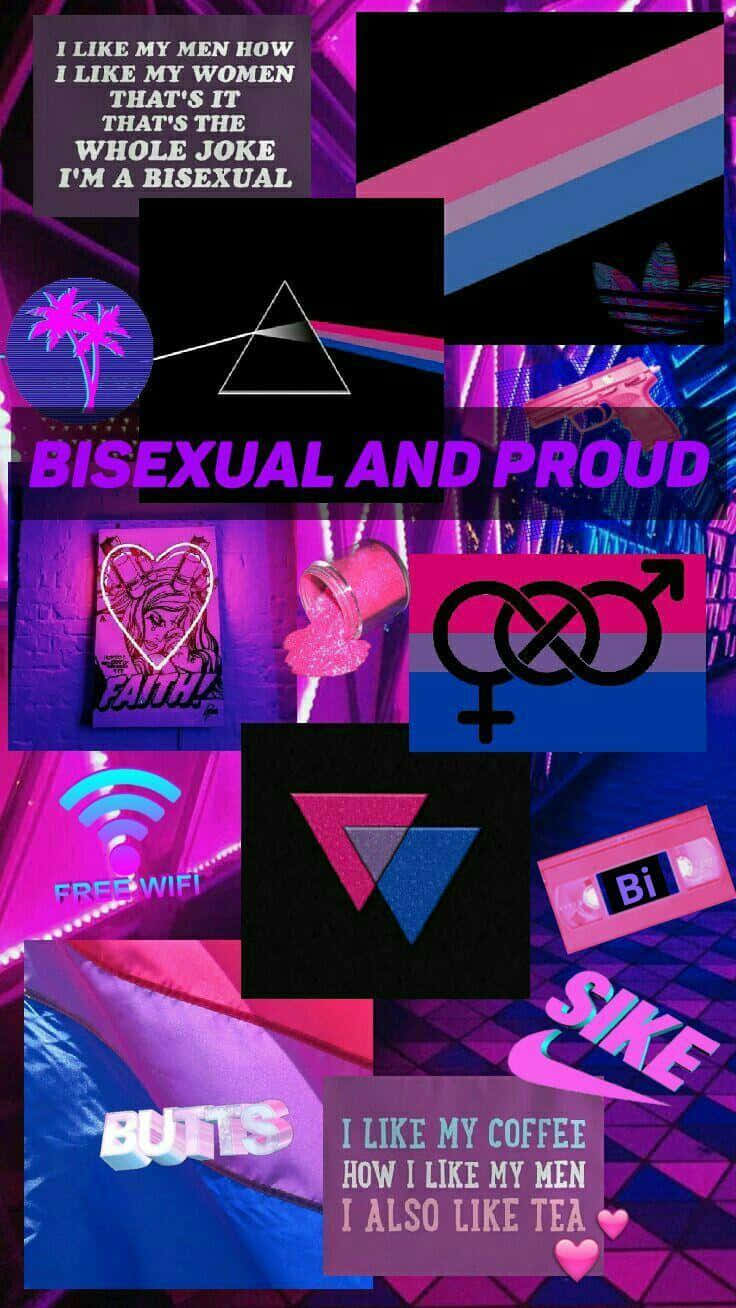 bisexual pride collage, neon pink, purple, HD Phone Wallpaper