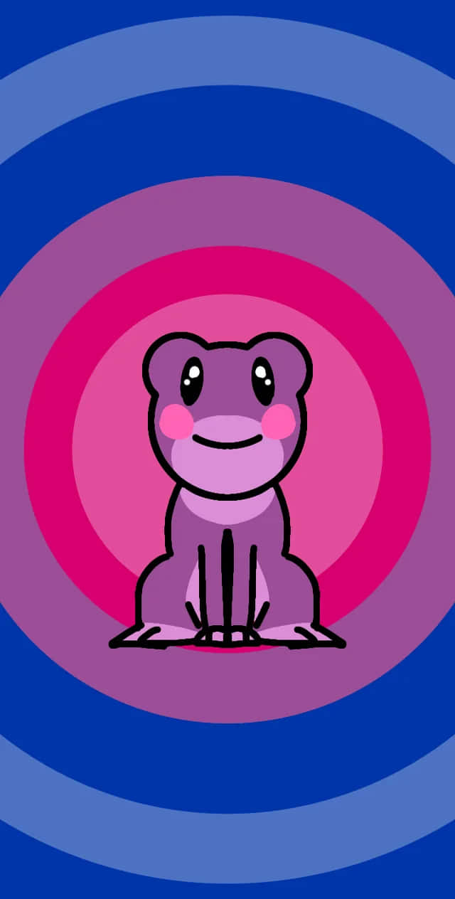 bisexual pride frog, purple cartoon frog, pink cheeks, SD Phone Wallpaper