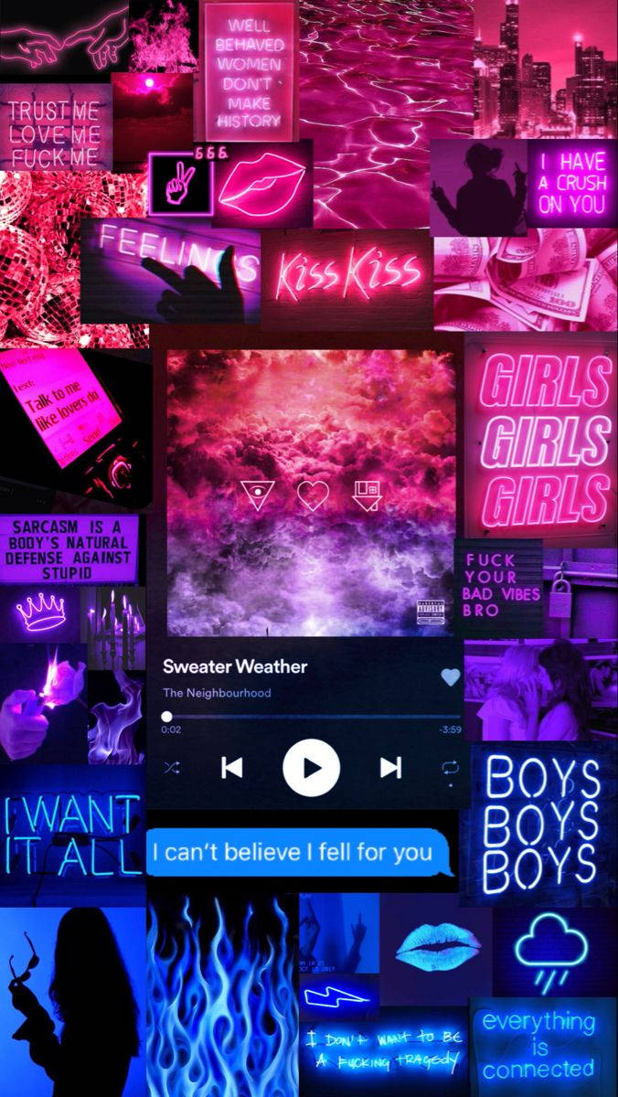 Bisexual LED Signs Collage, pink, purple, SD Phone Wallpaper