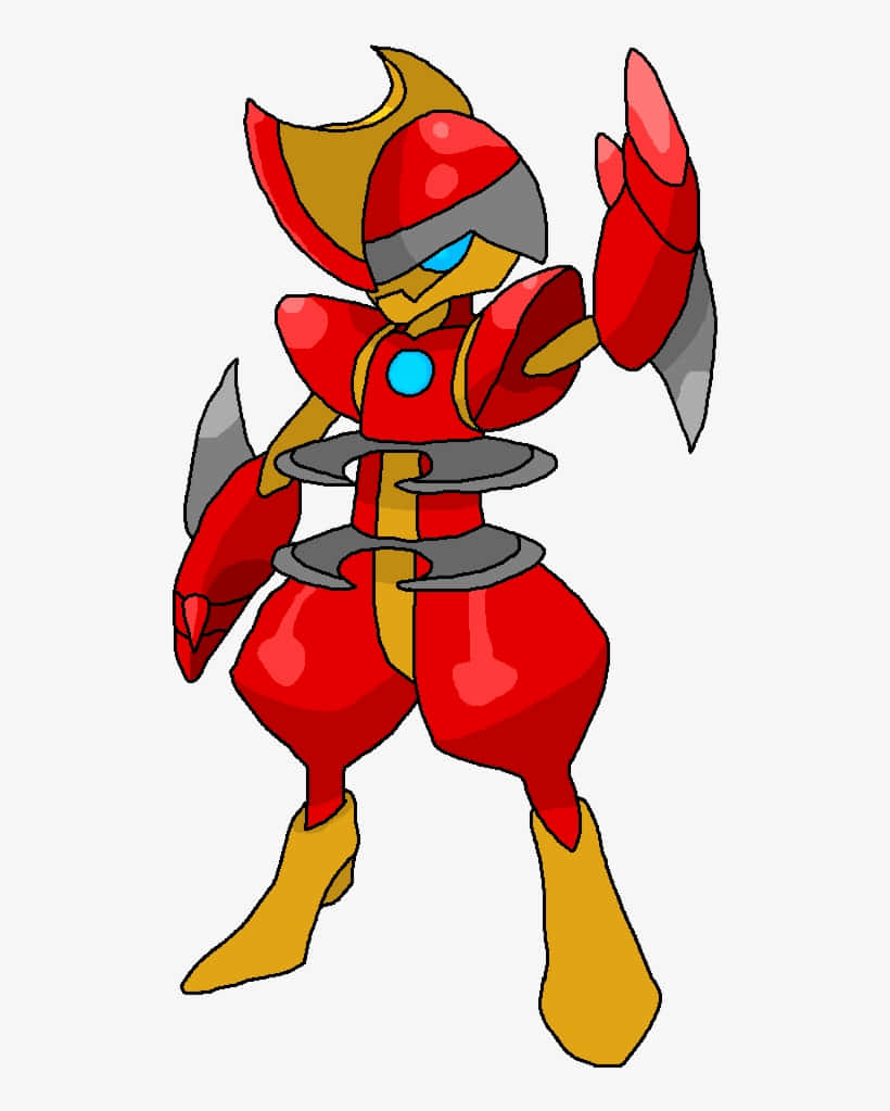 Bisharp, red and gold armored robot, blue eyes, SD Phone Wallpaper