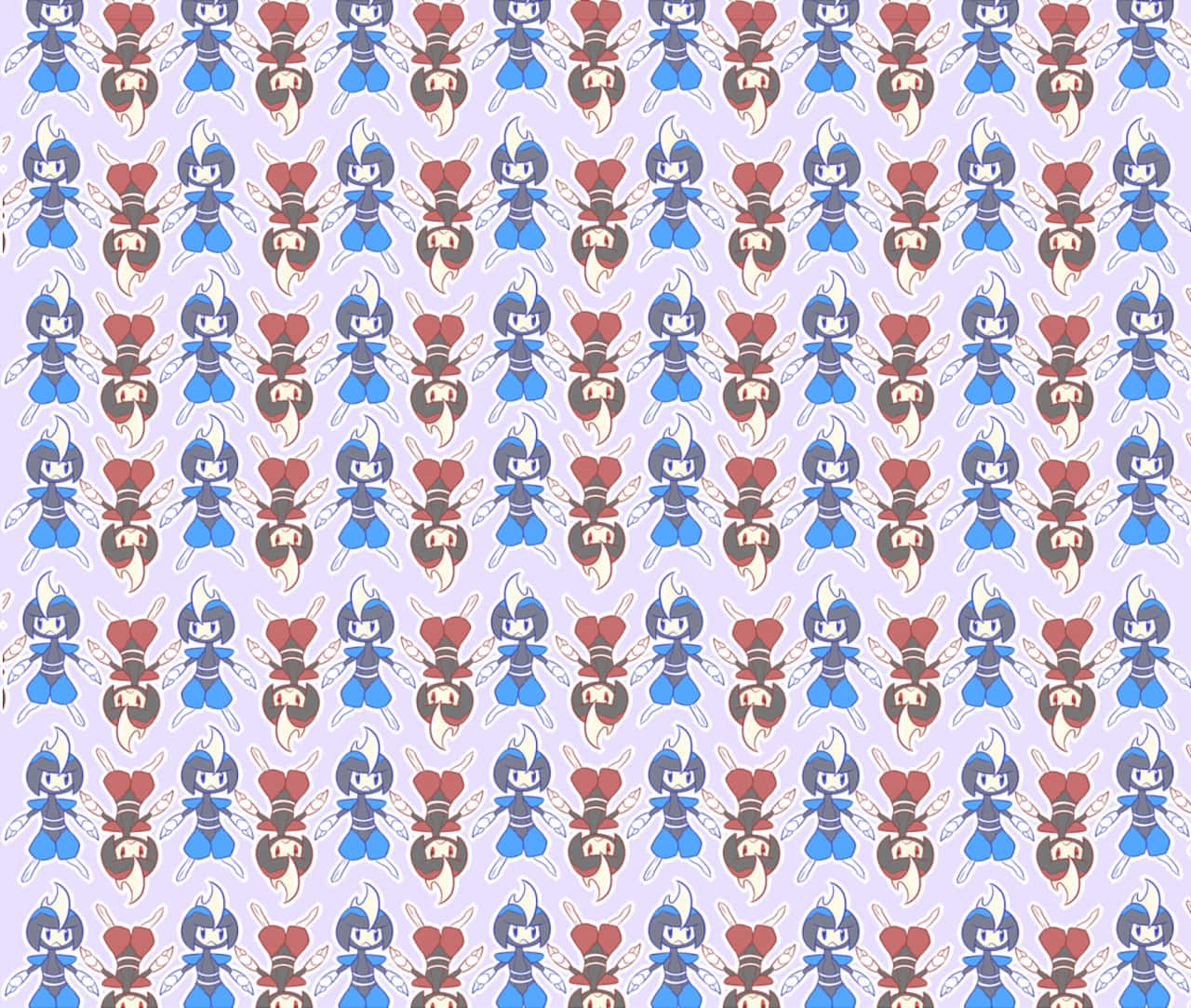 Bisharp, red and blue, stylized blue and red insect-like characters, HD Desktop Wallpaper