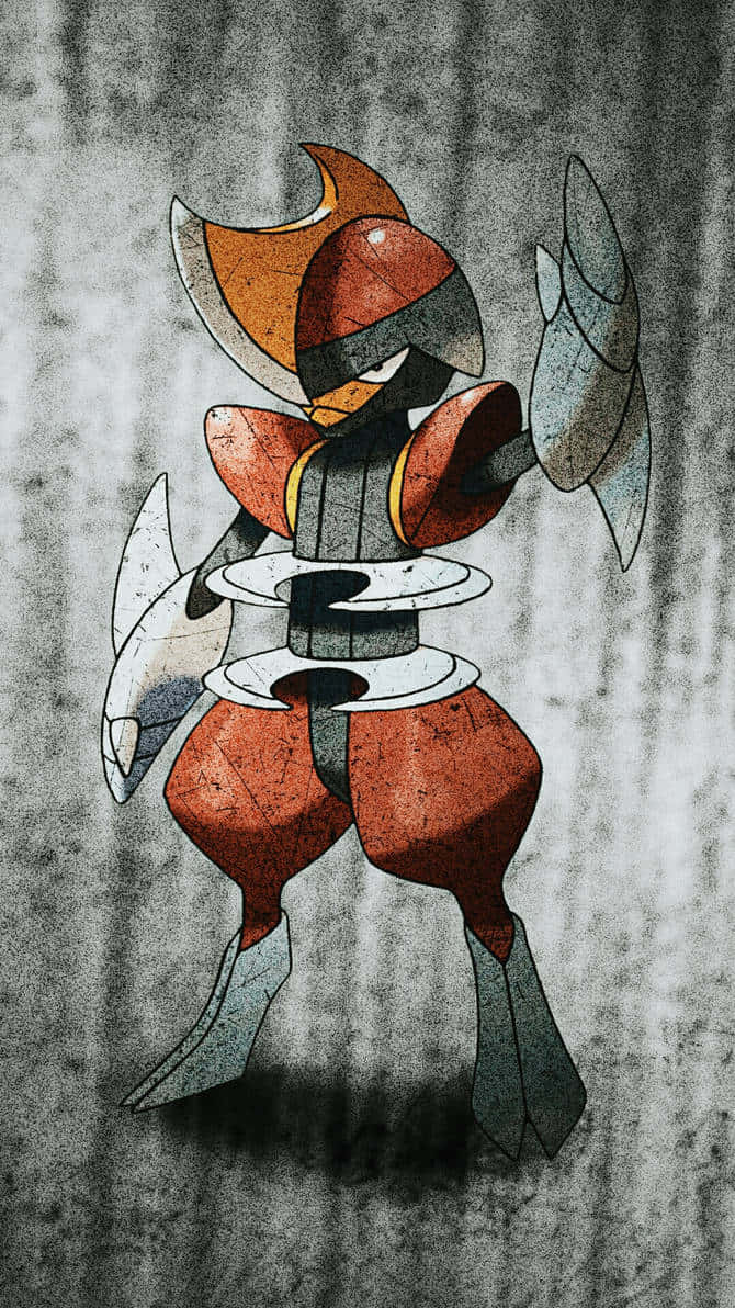 Bisharp, orange and gray plates, stylized armored Pokémon, SD Phone Wallpaper