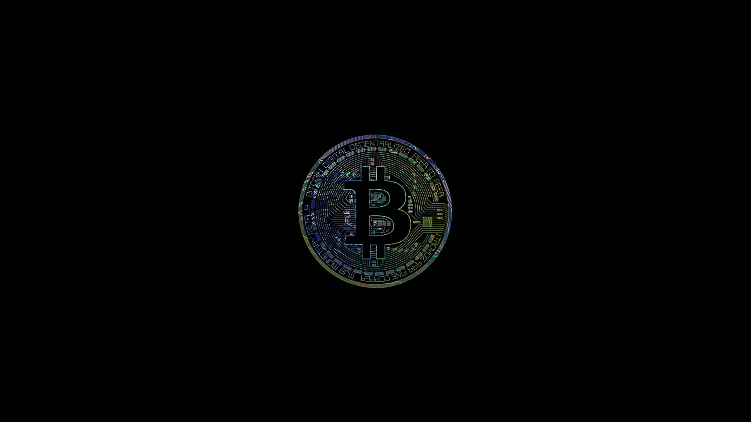 Bitcoin, circuit-board, glowing, 2K Desktop Wallpaper