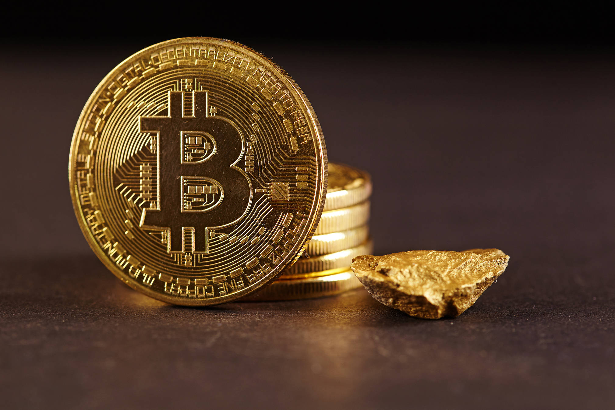 Bitcoin, gold, gold nugget, Full HD Desktop Wallpaper