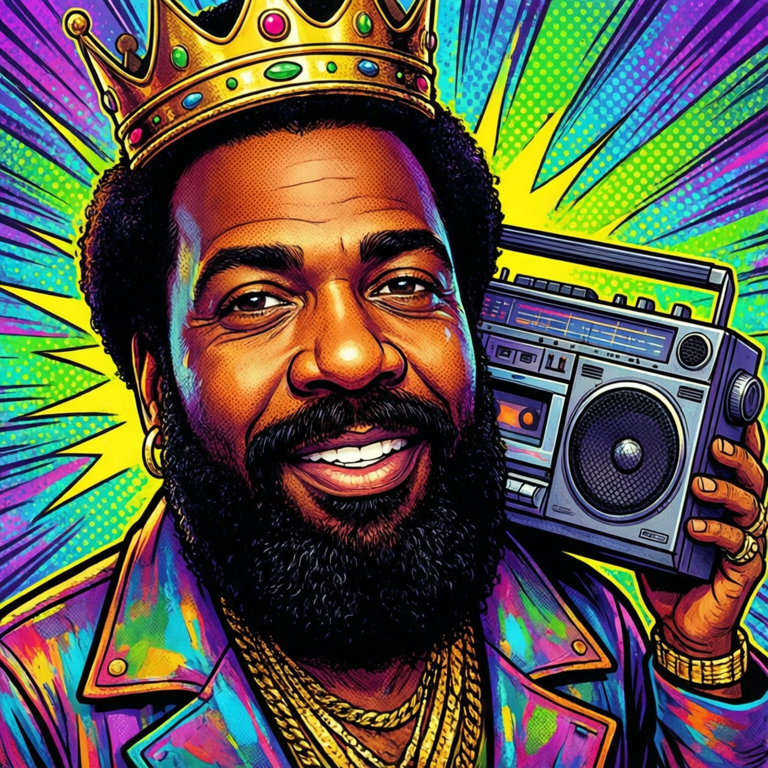 Biz Markie, crown, boombox, HD Desktop Wallpaper