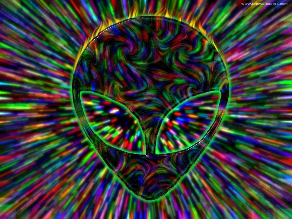 cool alien, psychedelic alien head, swirling rainbow patterns, SD Desktop Wallpaper