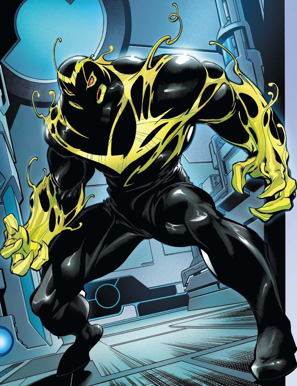alien symbiote character, black symbiote, glowing yellow tendrils, HD Phone Wallpaper