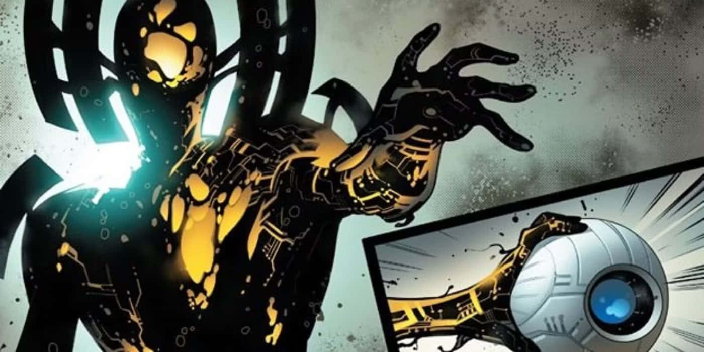 cybernetic alien confrontation, comic book style superhero, black and gold armored suit, HD Desktop Wallpaper