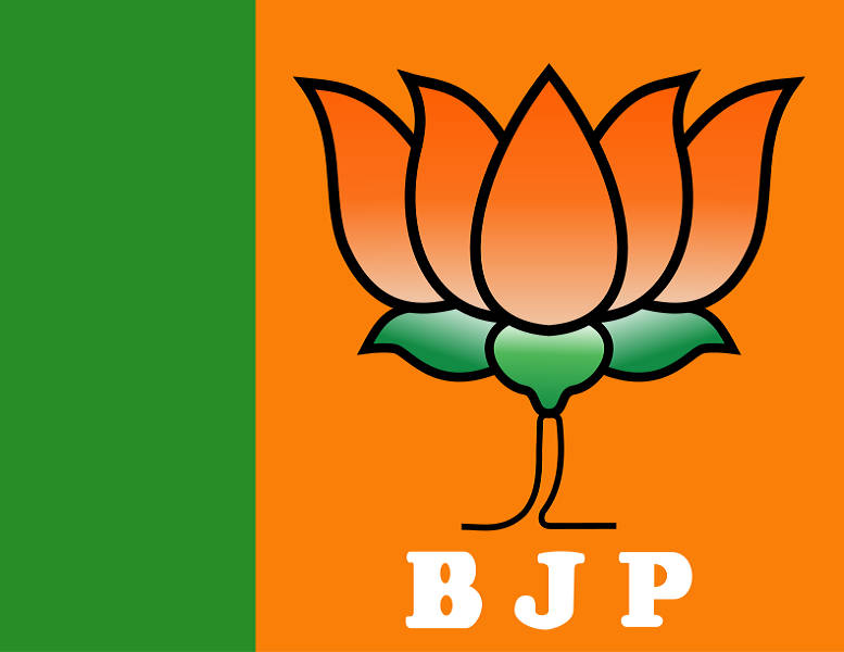 BJP, orange lotus, green leaves, SD Desktop Wallpaper